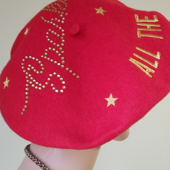 SPARKLE ALL THE WAY 100% Wool Red Beret NWT!! - Picture 4 of 6